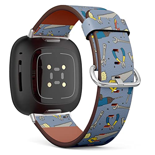 CJBROES Replacement Leather Watch Band, Compatible with Fitbit Versa 3 and Fitbit Sense of Wristband Bracelet Accessory - Working Tools Cartoon