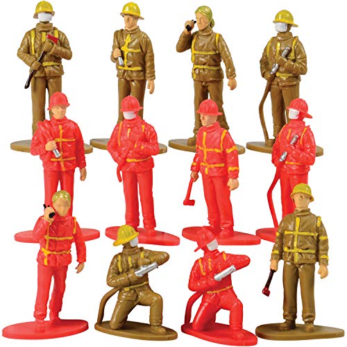 U. S. Toy Heroic Firefighter Figures, Fireman Figurines for Pretend Play, Party Favors, Cake Toppers, Birthday Gifts, & More – 12-Pack, 3 Years & Older