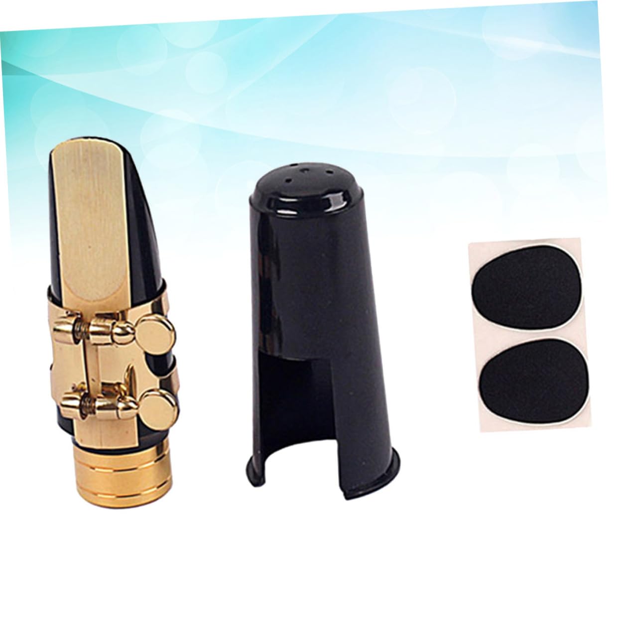 BESPORTBLE Sassofono Contralto con Fibbia ad Anello Toppe per Ance Cuscinetti e Cappuccio Oro e Nero Sostituisci Vecchi o Rotti Include Ancia e Cuscinetto