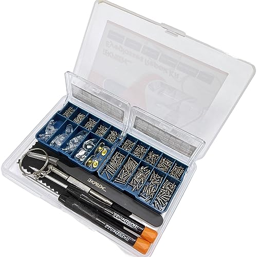 Magnetic Eyeglasses Repair Kit, TEKPREM Eye Glass Repairing Tool Kit with Travel Case Include Eyeglass Screwdrivers, Precision Tweezer, Multiple Screws & Nose Pads for Eyeglasses,Sunglasses & Watches