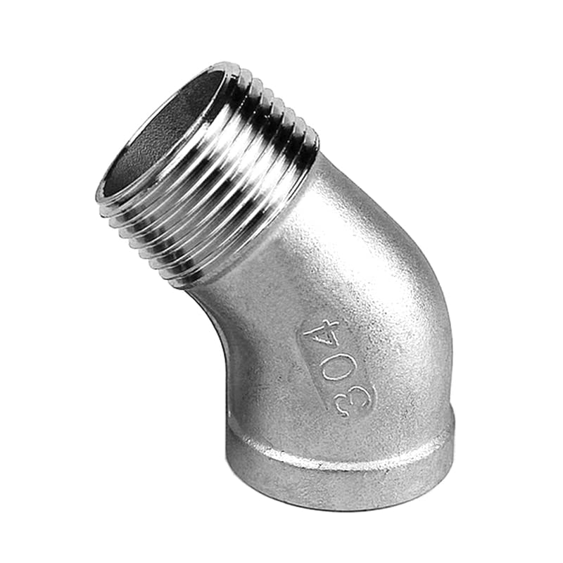YKMYXZ， 1 pieza 1/4 3/8 1/2 3/4 1 1-1/4 1-1/2 2 BSP hembra a macho conector de codo de 45 grados accesorio de tubería de acero inoxidable 304(1/2")