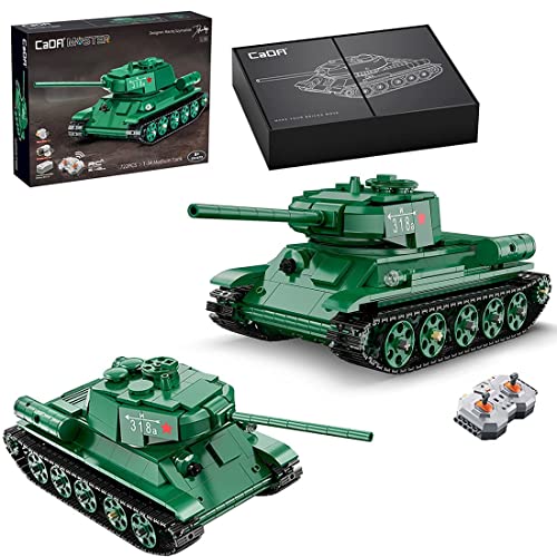 Technik Panzer Ferngesteuert mit Motor Set, 722 Fliesen Militär Sowjetisch T-34 Medium Tank Modellbausatz, WW2 Panzer…