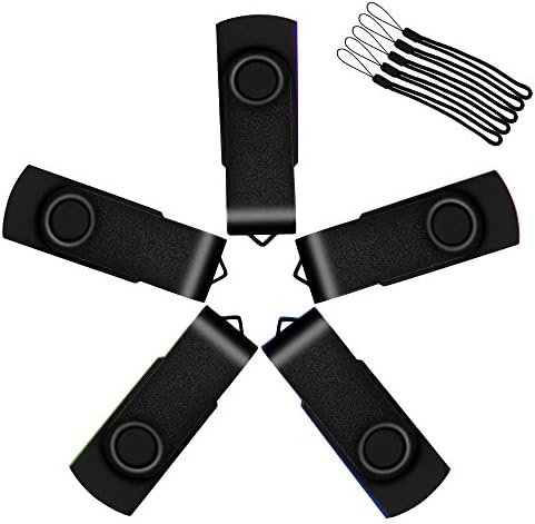USB Stick 16GB USB 2.0 Memory Stick Uflatek Thumb Flash Drive 10 Pack Rotate USB Memory Sticks Black Metal Pen Drive USB Flash Drive with Tag and Lanyard for Computer Laptop