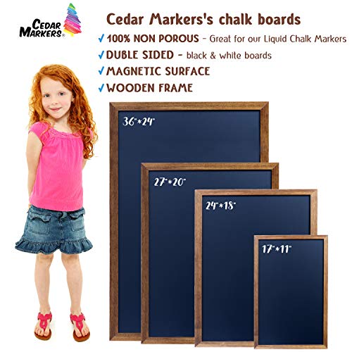 Cedar Markers 27"x20" Framed Chalkboard Sign. 100% Non-Porous Erasable Blackboard and Whiteboard. Chalk Board for Chalk Markers. Homeschool Magnet Board Decorative Big Chalkboard for Every Event.