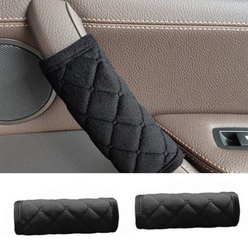 OPVYAEU 2 Piezas Cubierta Protectora Para Manija Coche, Fundas Protectora Para Tirador Puerta De Coches, Funda Felpa Suave Para El Reposabrazos Puerta Coche, Accesorios Interiores Coches(Negro)