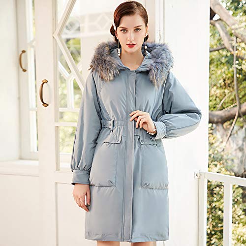 FGVBC Chaqueta De Invierno Mujer De Pluma Largo Medio Largo A Prueba De Viento Grueso Moda Invierno Grueso Recto Color De Piel con Capucha