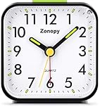 Zonopy Silent Analog Alarm Clock with Night Light, Batteries, Loud Alarm, Snooze, Bright Screen, Portable Design