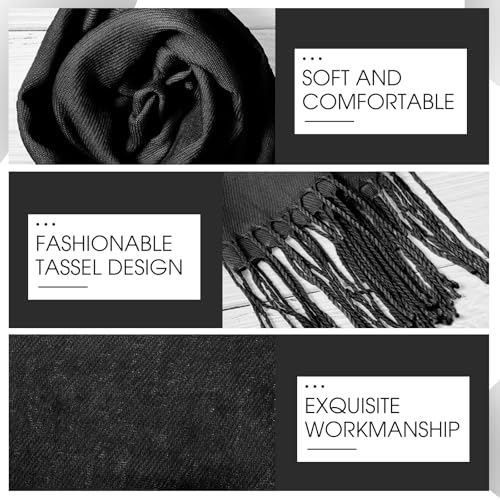 48 Pcs Scarf Bulk Cashmere Shawls and Wraps Tassel Edge for Wedding Bridesmaid Party Favors, 13.8 x 78.8 in3