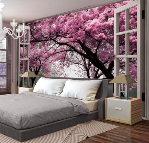 Tapisserie murale décoration salon chambre tenture rose 150x130cm - 3
