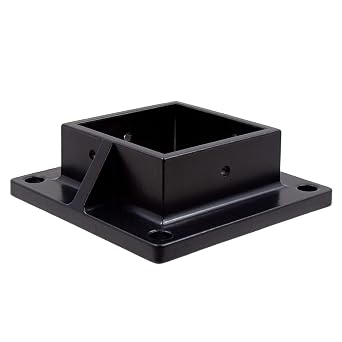 Floor Flange for 3" Square x 3" Square Aluminum Fence Posts - Deck Mount Black
