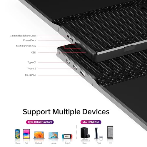 Image of Yxk Portable Monitor 15.6 Inch 1080P USB-C HDMI Ultra-Slim Travel Monitor with Kickstand, for Laptop, PC, Mac Phone, PS, Xbox, Swich IPS Ultra-Thin Zero Frame Gaming Monitor