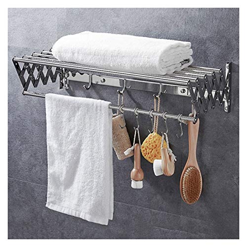 Toallero de pared plegable y retráctil de acero inoxidable de 50 cm