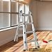 Metaltech E-MTL7100AL Jobsite Series 18-ft.-Reach Aluminum Telescoping Multi-Position Step Ladder for Home Improvement and Construction, Multipurpose Extension Ladder, Step Ladder, Scaffolding Support