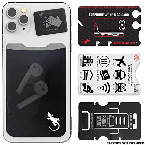 Gecko Travel Tech Ink - WAirPods Case Universal Wireless earpod Holder - Airpod Accessories for Any Cellphone Model, Compatible with Any Airpod Pro or Earbuds Pro from All Makers (White)