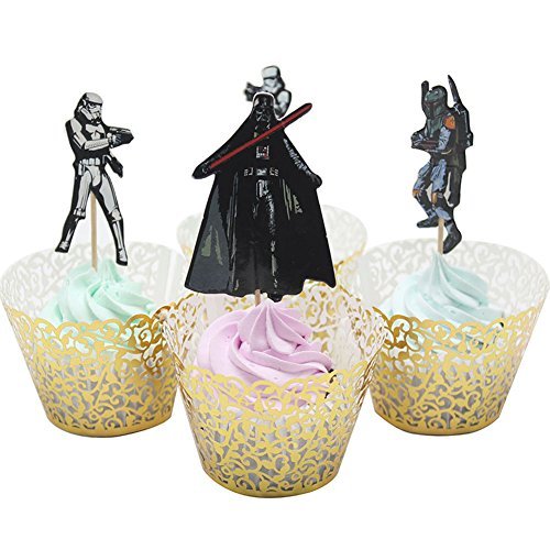 BETOP HOUSE Set of 24 Pieces Star Wars Theme Party Decorative Cupcake Topper for Kids Birthday Party
