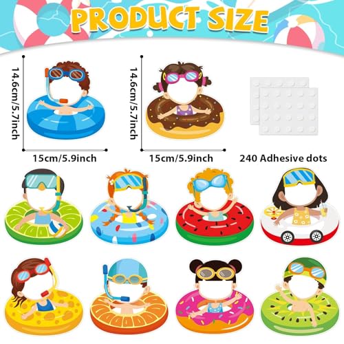 Image of gisgfim 80Pcs Summer Cutouts Swim Ring Decorations Bulletin Board Summer Hawaiian Paper Cut-Outs Classroom Decor for Boy Girl DIY Craft Photo Wall Beach Pool Kindergarten Preschool Party Favor Supply