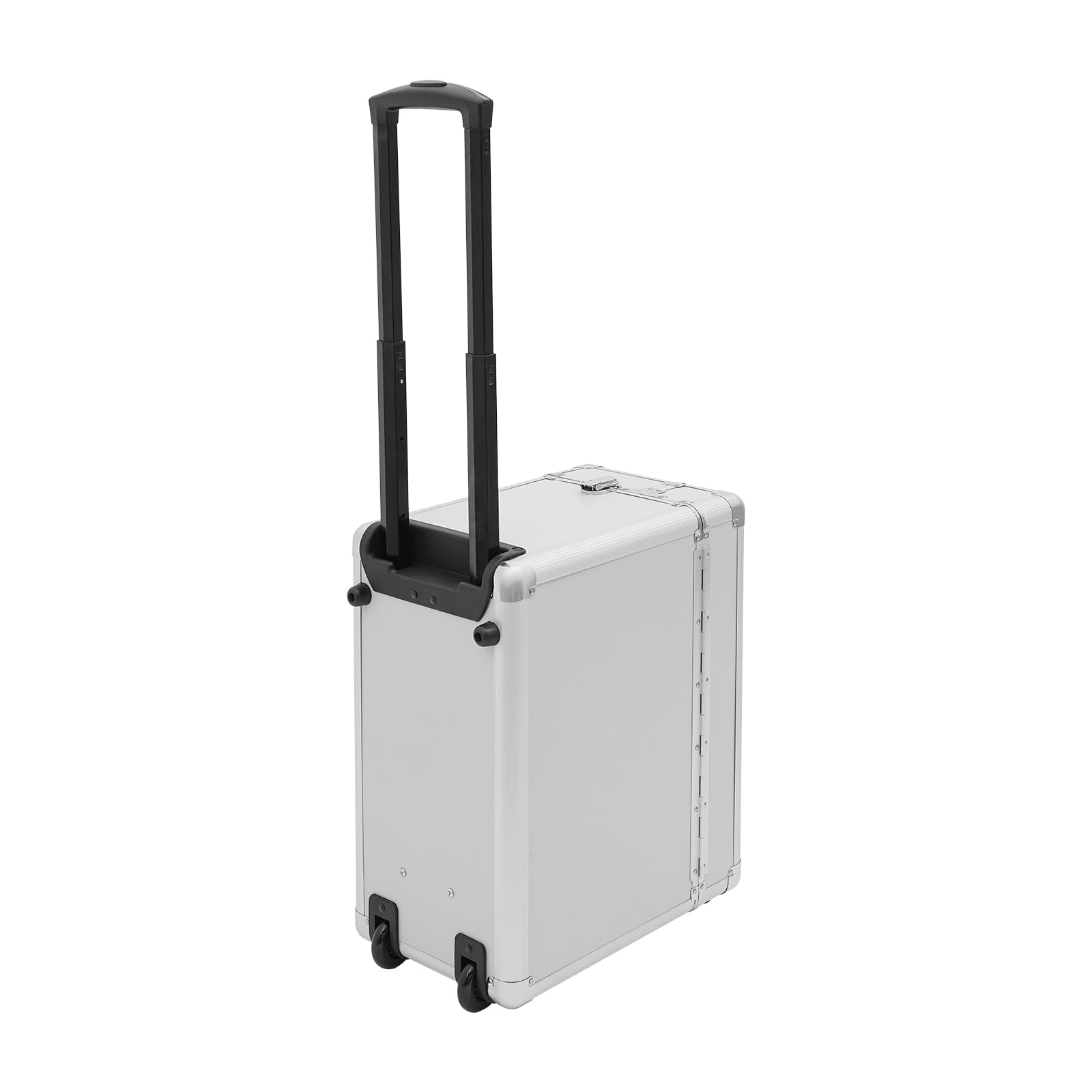 Valigetta da pilota con ruote, valigetta arrotolabile, con asta telescopica, per documenti, contratti, biglietti da visita, penne, 39 x 24 x 48 cm, argento
