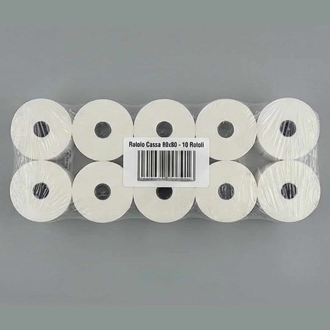 Carta Termica 80x80x12mm 20 Rotoli BPA Free Omologati per Stampante Fiscale POS Epson