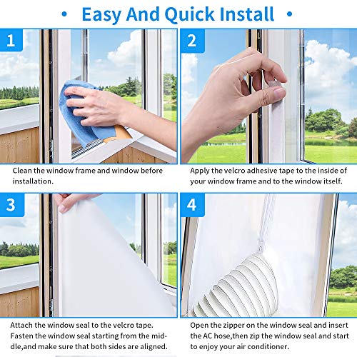DIAOPROTECT Fensterabdichtung Für Mobile Klimageräte,Klimaanlagen,Wäschetrockner und Ablufttrockner,Hot Air Stop zum Anbringen an Fenster,Dachfenster,Flügelfenster,AirLock,Fensterabdichtung Klimaa