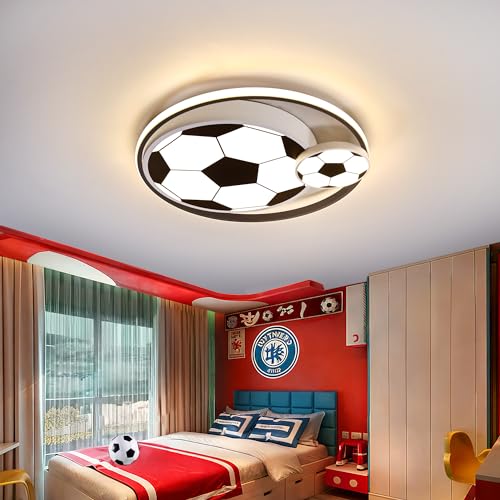 LED Deckenleuchten für Kinder Fußball Deckenlampe Schlafzimmerlampe 3000-6000K Dimmbar Mit Fernbedienung Nachtlichtfunktion 47W für Kinderzimmerlampe Jugendzimmer Jungen- und Mädchenzimmer 40cm