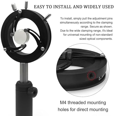 Universal Self-Centering Optical Lens Holder - Adjustable 3-J Round Lens Mount for Coaxial Alignment, Optical Experiments, Lab Equipment (80mm)