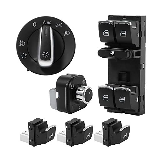 SODIAL(R) - PC - kit de reemplazo del espejo del control del interruptor de la ventana de luz Chrome