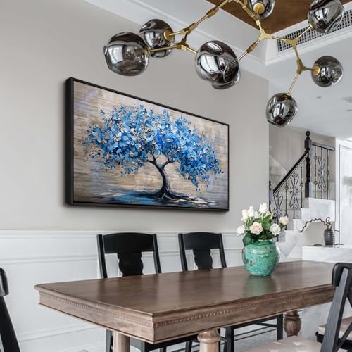 ERQINHUA Large Canvas Wall Art For Living Room Farmhouse Wall Decor For Bedroom Abstract Paintings Blue Tree Wall Pictures Artwork Office Decoration Dormitory Home Decor Black Framed 24x48 Inches by ERQINHUA - Image 6