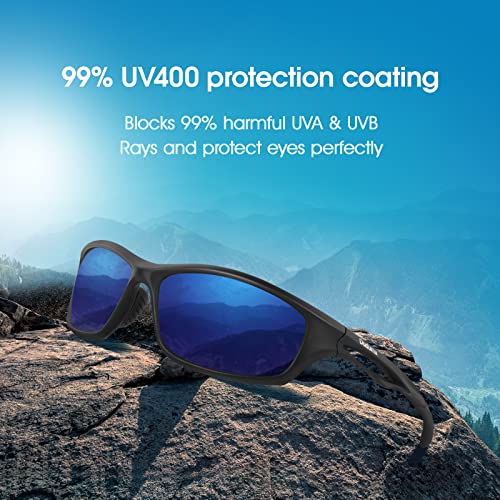 Duduma Polarized Sports Sunglasses For Men Women Running Cycling Fishing Golf Driving Shades Sun Glasses Tr90 (Black Matte Frame With Blue Lens) #TOP1