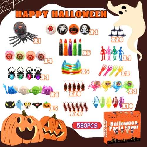 580Pcs Halloween Party Favors for Kids, Fidget Toys Bulk, Non Candy Trick-or-Treat, Treasure Box Toys for Classroom Prizes, Goodie Bag Stuffers Pinata Fillers, Carnival Birthday Prize Box Toy for Kids - Image 5