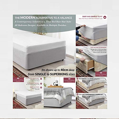 Bed Wrap FAUX SUEDE Divan Bed Base Wrap Valance Sheet COVER Alternative to Traditional Valance Sheet Fully Elasticated Skirt Easy To Fit - Wraps Itself Around The Base Of Bed Frame (Silver, Single)