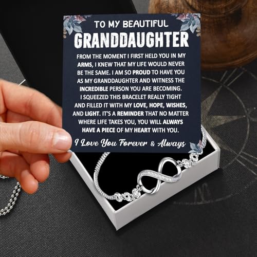 Granddaughter Bracelet From Grandpa, Granddaughter Gifts From Grandma, Start Heart Bracelets For Granddaughters On Birthday Wedding, Infinity Bracelet For Her With Message Card And Gift Box4