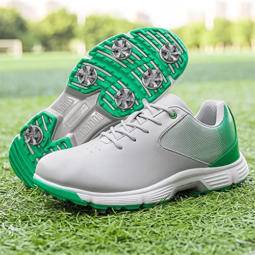Image of THESTRON Men Golf Shoes Mesh Breathable Breathable Golf Walking Sport Sneakers 7 Spikes Golf Trainers