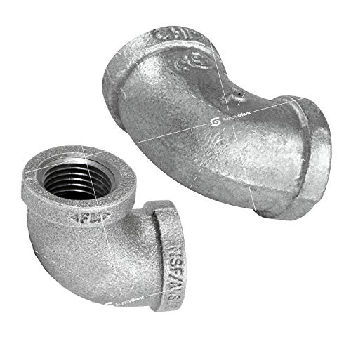 SUPPLYGIANT GMNL0012-10, 1/2 Inch 90 Degree Elbow, Malleable Iron Threaded Pipe Fitting, Galvanized (Pack Of 10) by SUPPLYGIANT - Used condition - Image 3