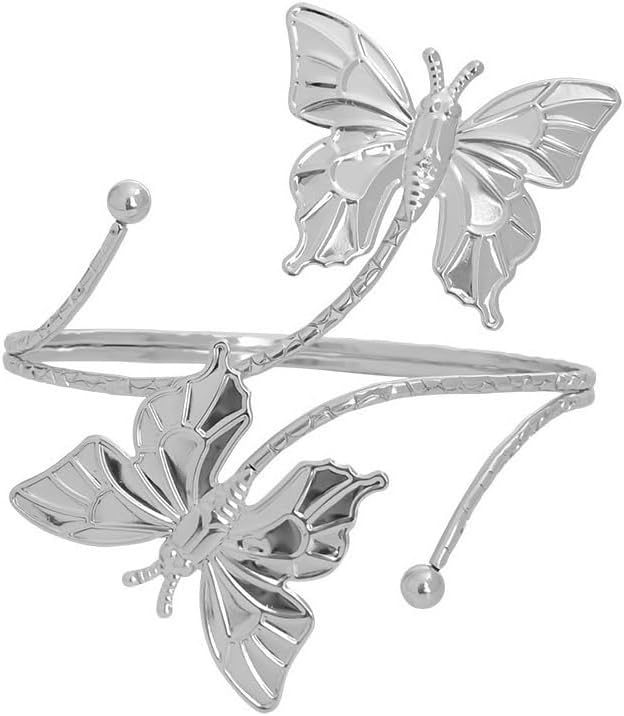 Caiyao Boho Upper Arm Bracelet Cuff Bangle Gold Silver Butterfly Cuff Bracelets Mental Open Upper Arm Bangle Bracelet Adjustable Armband Jewelry for Women