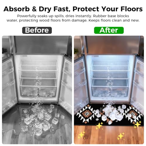 Image of Fridge Mat - 9.1 inch x 38.6 inchRefrigerator Mats with Water Absorbent, Leak-Proof Rubber Backing, Easy to Clean, Bohemian Design, Protect Floors from Spills (Diamond)