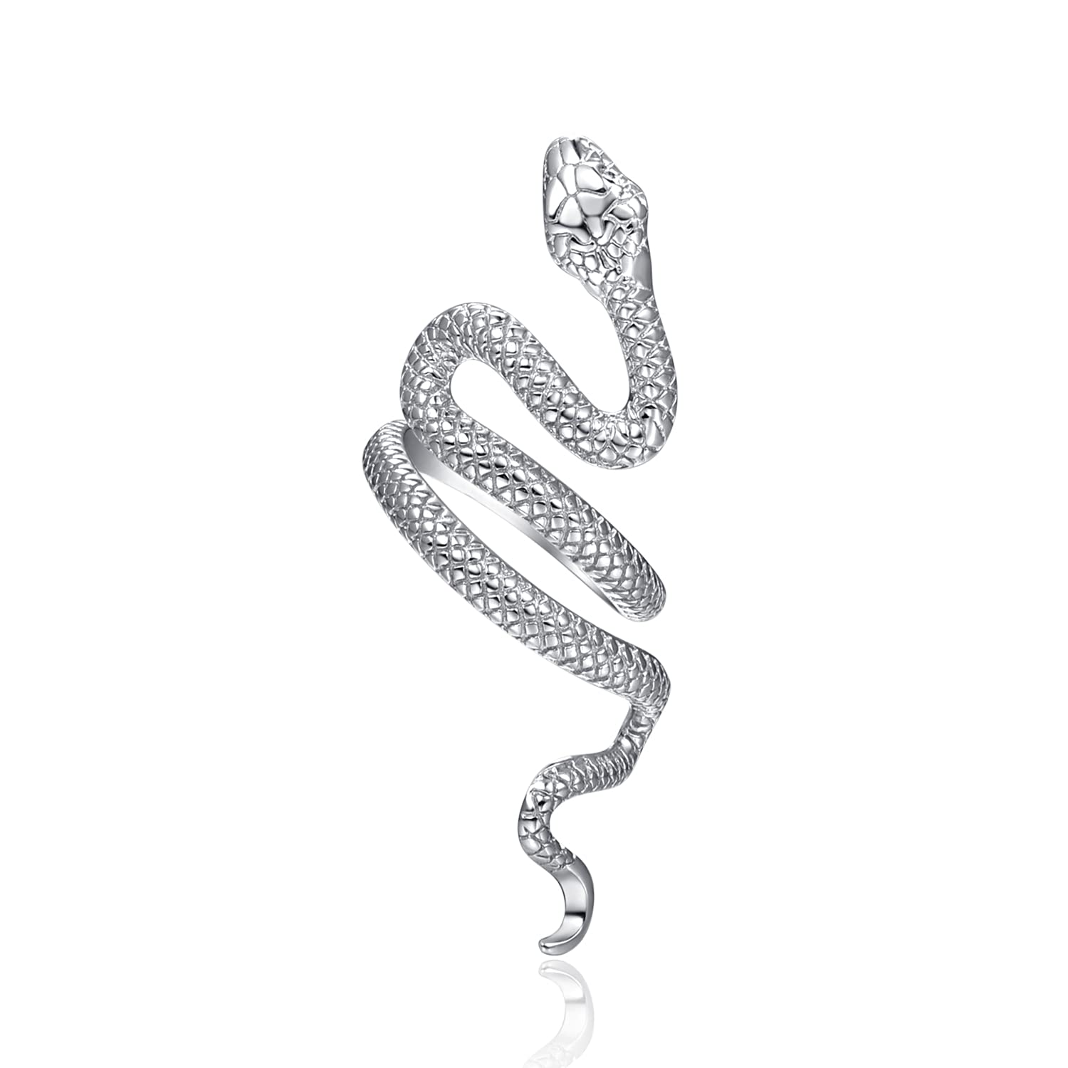 PRAYMOS Anillo de Serpiente Abierto Ajustable Anillos de Plata de Ley 925 Gótico Punk Anillos de DedoAnimal Joyería para Mujeres y Hombres