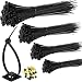 Produktbild Mehrzweck Kabelbinder Set 150/200/250/300 mm (je 100 Stück) Und 20 Kabelbinderhalter, Ultra starkes Nylon kabelbinder schwarz, Hitzebeständig,UV Beständig (schwarz)