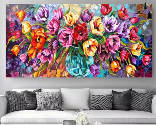 Peinture Diamant 5D Cristal Strass Haut de Gamme 100x300cm Broderie Canvas Fleur Art