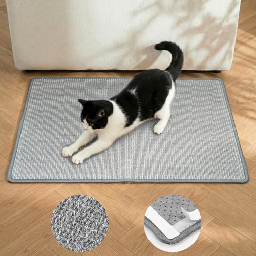 Conlun Cat Scratcher Mat Natural Sisal Cat Scratch Pad Horizontal Floor Cat Scratching Pads Rug for Indoor Cats Grinding Claws Nails Cat Furniture Protector for Couch & Carpets & Sofas