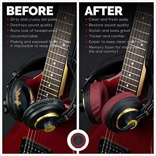 Image of Brainwavz Round Replacement Memory Foam Earpads - Suitable for Many Other Large Over The Ear Headphones - Sennheiser, AKG, HifiMan, ATH, Philips, Fostex, (Perforated Red)