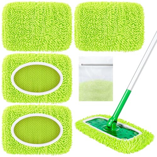 Reusable Microfiber Pads Compatible with Sweeper Mop, Washable Wet Pads Refill & Highly Absorbent Dry Sweeping Cloths - Chenille Mopping Pad for All Sealed Floors Cleaning (Mop is not Included)