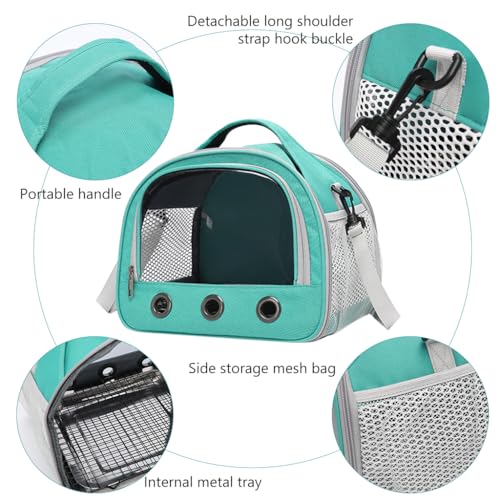 Image of Qpets Small Animal Carrier, Bird Carrier Bag with Shoulder Strap & Handle, Travel Pet Carrier Cage for Small Pet Carrier Bag for Birds, Guinea Pig, Squirrel, Hamster (Recommended weight 3-4KG)