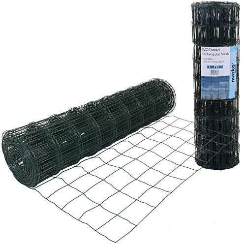 Marko Fencing PVC Coated Green Fence Fencing Mesh Wire Garden Metal Multiple Sizes (0.9M x 25M)