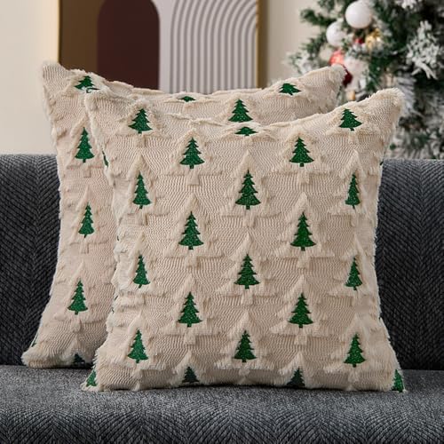 Allorry Christmas Pillow Covers 18x18 Set of 2 Beige...