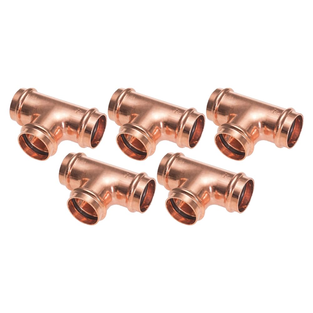 Raccord Cuivre à sertir - Lot de 5 raccords cuivre à sertir Tés égaux Femelle Ø14