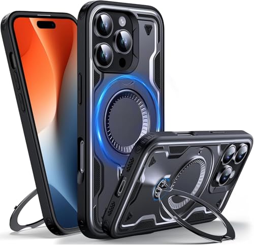 Coque MagSafe iPhone 16 Pro avec support rotatif pour trajets et bureau