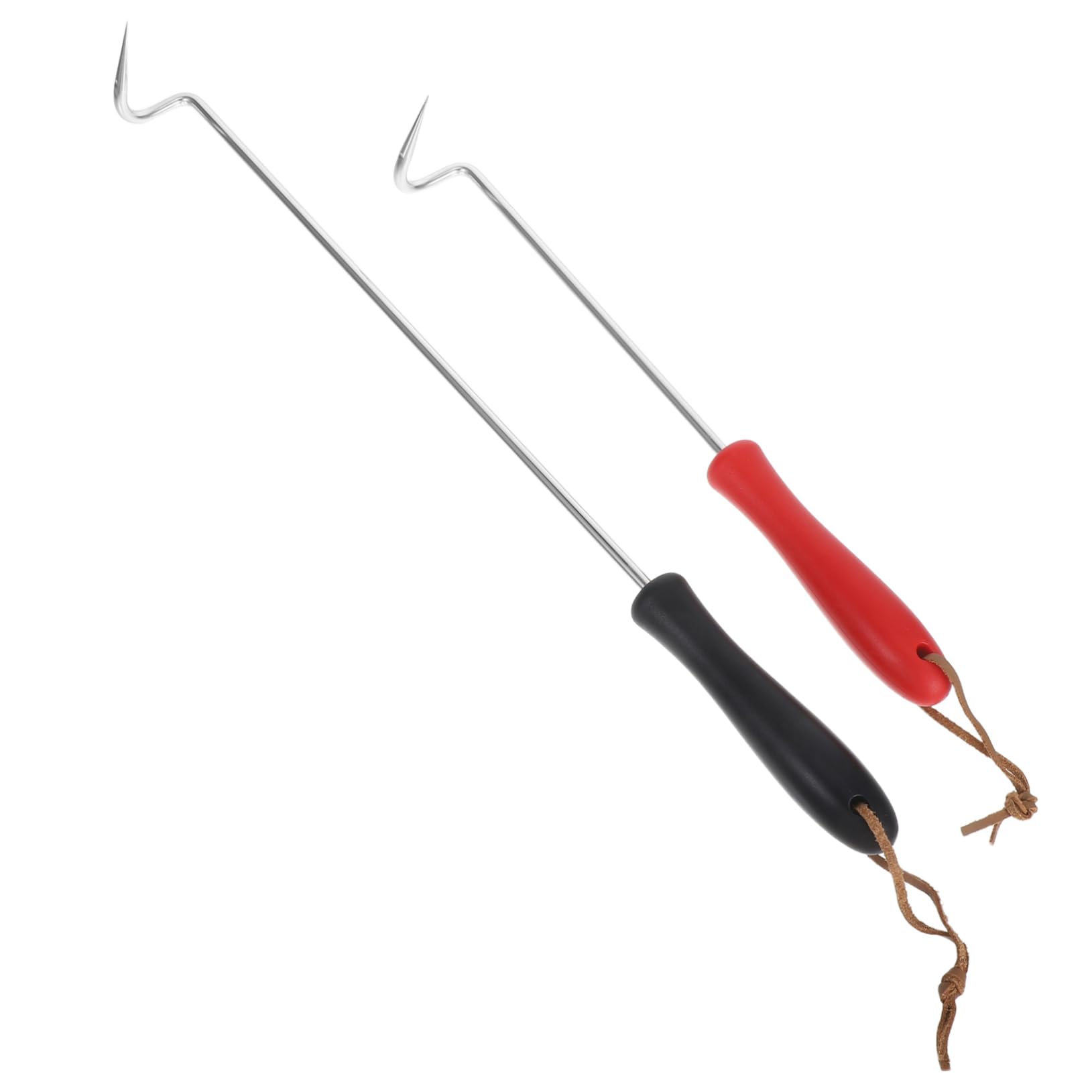 Milisten 2pcs Stainless Steel Bbq Food Flipper Hooks with Heat Resistant Plastic Handle for Grilling Smoking and Frying Versatile Cooking Tools