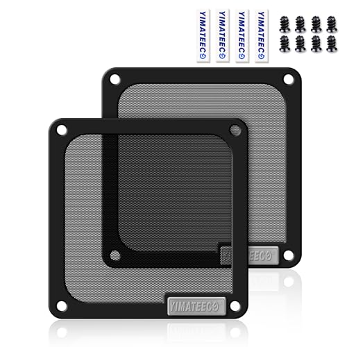 YIMATEECO 120mm Dust Filter PC for Computer Cooler Fan/PSU/Routers PVC 50 Mesh, Computer Fan Filter Grills Magnetic with Screws Dustproof Case Cover (PVC V4.0, 120 * 120mm, 2pcs, Black)
