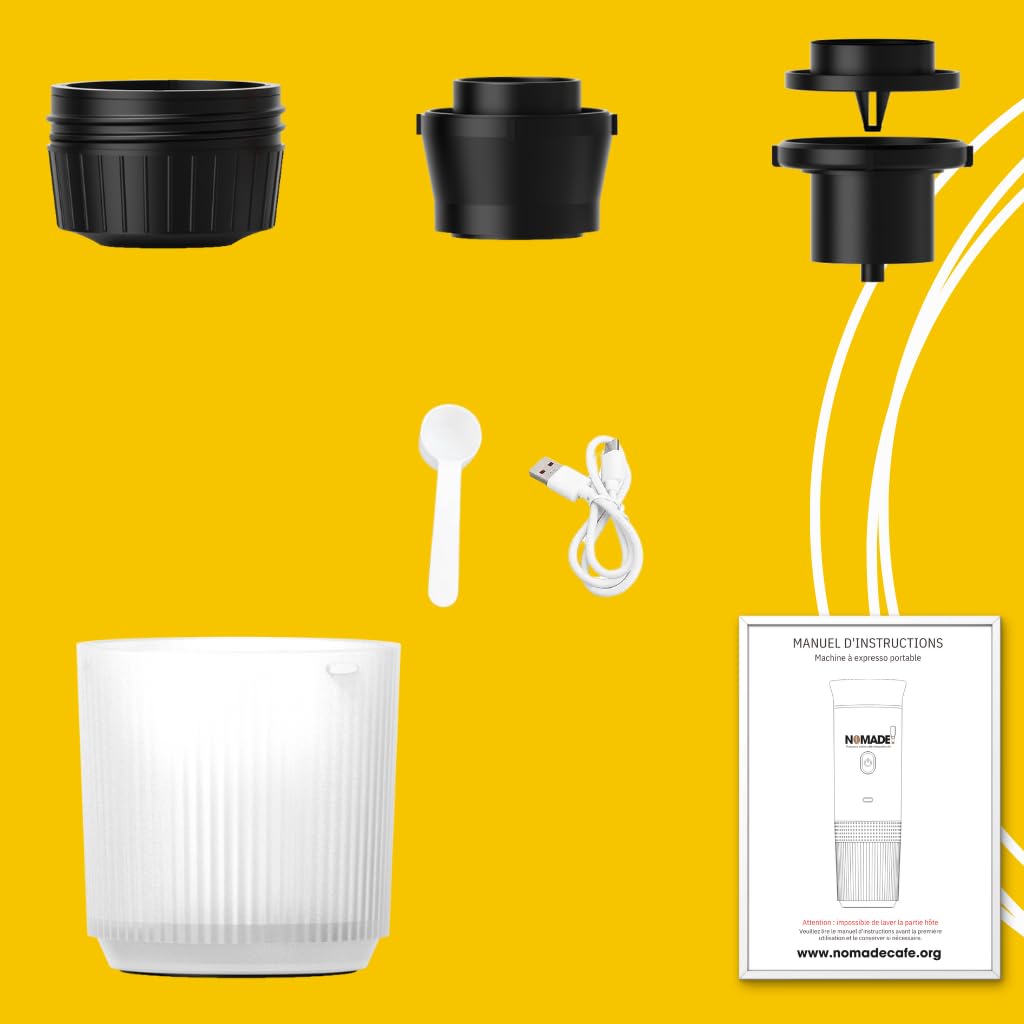 Macchina per espresso portatile, tipo 3 in 1: caffè macinato o compatibile con le capsule petite e compatibile grande capssule, 750 g, metallo (bianco)