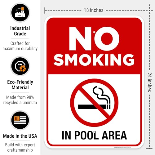 Cartel No Smoking en Área de Piscina 18x24 Pulgadas miniatura 3